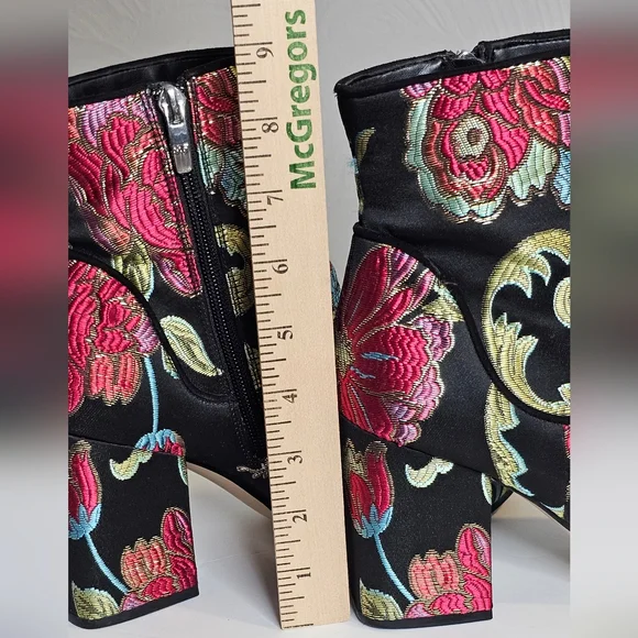 Marc Fisher Floral Embroidered Ankle Boots - Black and Multicolor - Picture 10 of 14